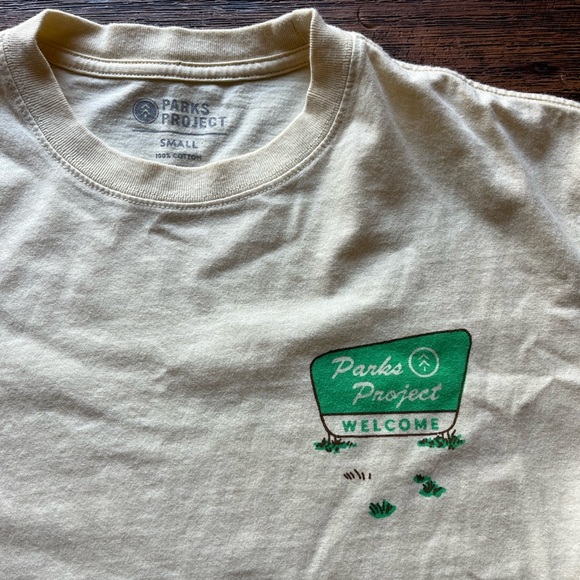 Men's Parks Project T-Shirt Yellow Nature S Vanlife Camp Desert USA BOHO Climb - Picture 3 of 12